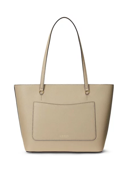 Lauren Ralph Lauren kabelka typu shopper dámska kožená béžová