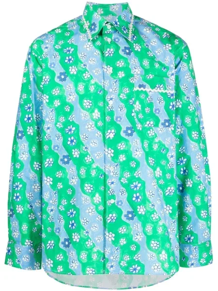 Květinová košile Marni s potiskem zelená