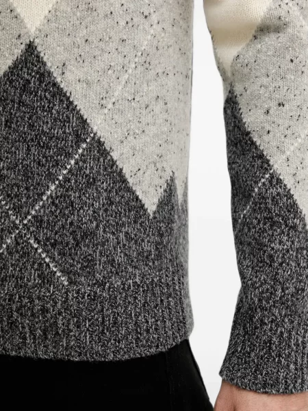 Pulover Benetton cu model argyle alb