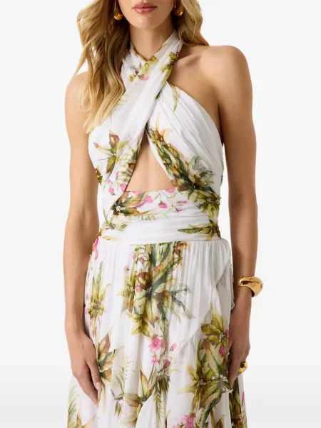 Rochie maxi Guess cu model floral cu imagine alb