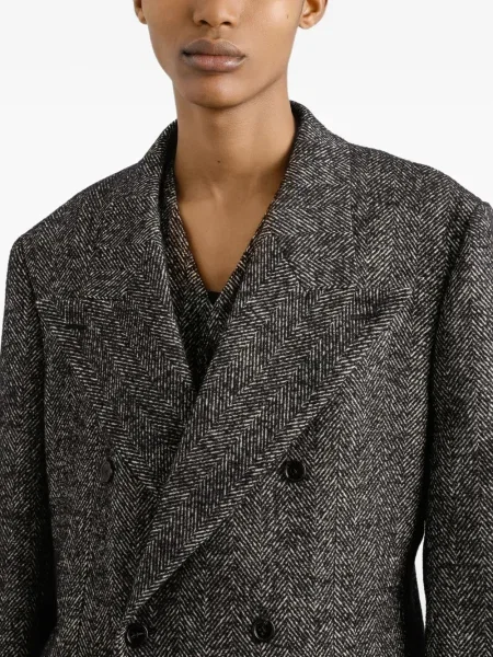 Sacou Dolce & Gabbana cu model herringbone gri