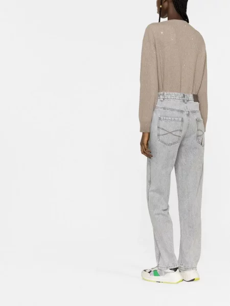 Дънки straight leg Brunello Cucinelli сиво