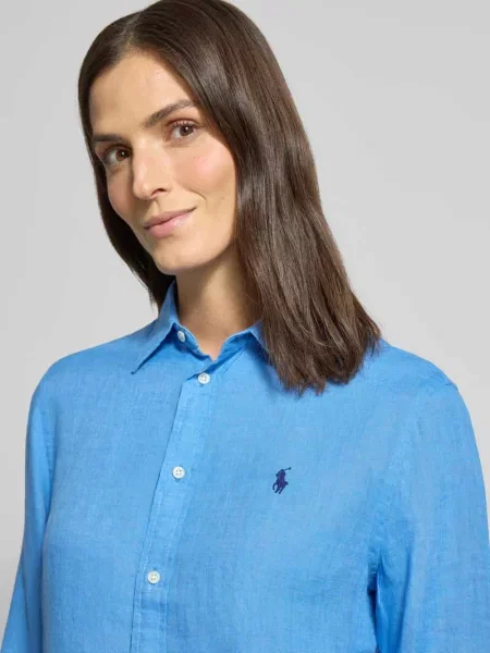 Lniana koszula z lnu Polo Ralph Lauren klasyczna niebieska