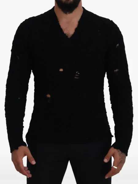 Pulover Dolce & Gabbana zdrențuiți negru