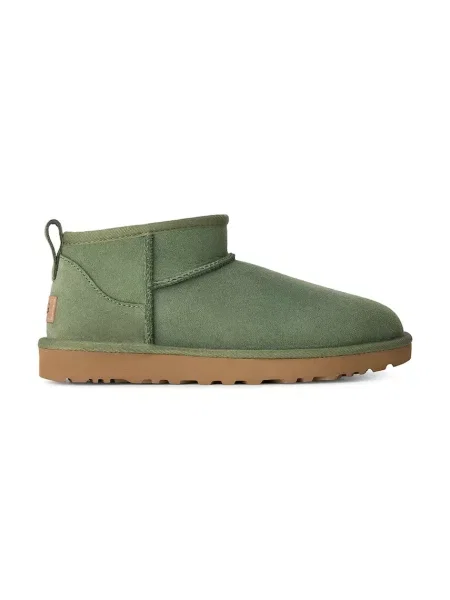 UGG W Classic Ultra Mini cizme de zăpadă pentru femei din piele întoarsă verde