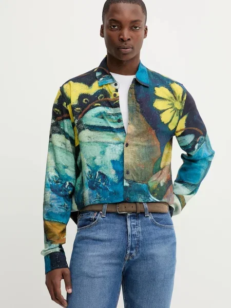 Desigual koszula JULIO regular z kołnierzykiem klasycznym granatowy