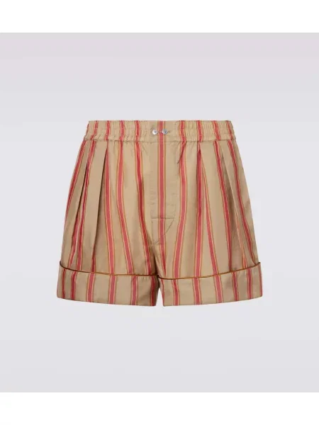 Pantaloni scurți Saint Laurent cu dungi din țesătură twill bej