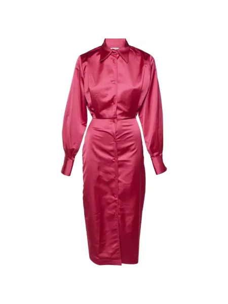Rochie tip cămașă The Attico din satin roz