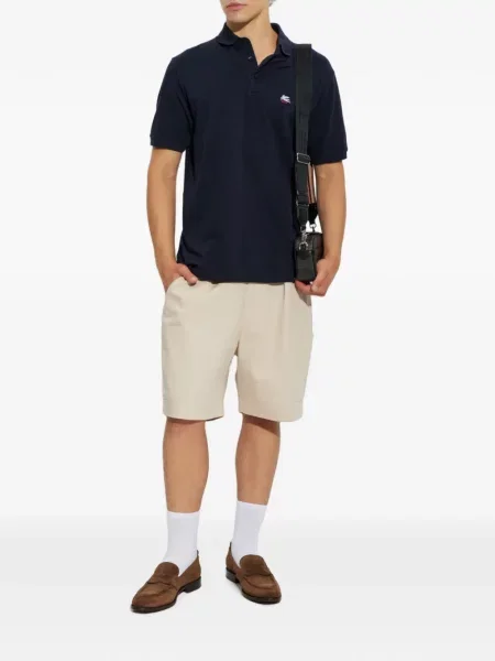 Tricou polo Etro cu broderie albastru