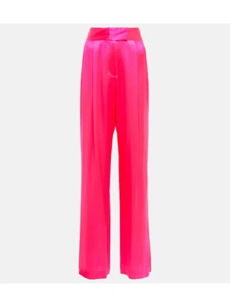 Pantaloni The Sei cu talie înaltă de mătase roz