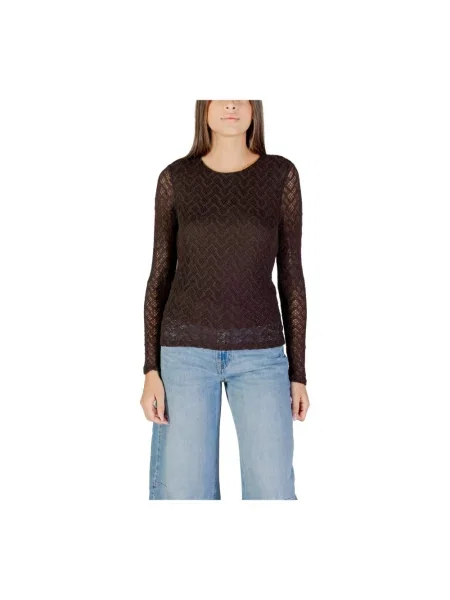 Sweter Only z długim rękawem brązowy