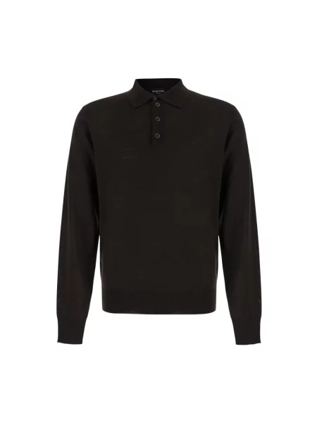Koszulka polo Emporio Armani z kołnierzem brązowa