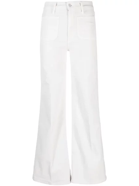 Pantaloni Mother evazate alb