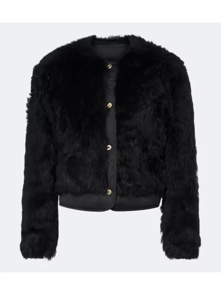 Geacă Moncler din piele de oaie negru