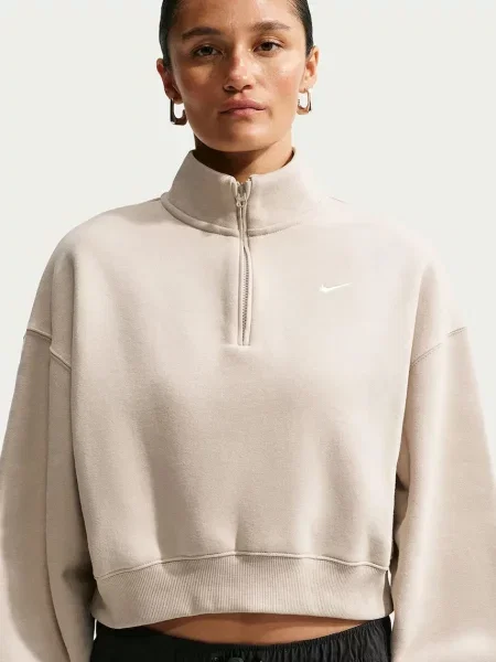 Nike Sportswear melegítőfelső női pamuttal Studio Fleece bézs