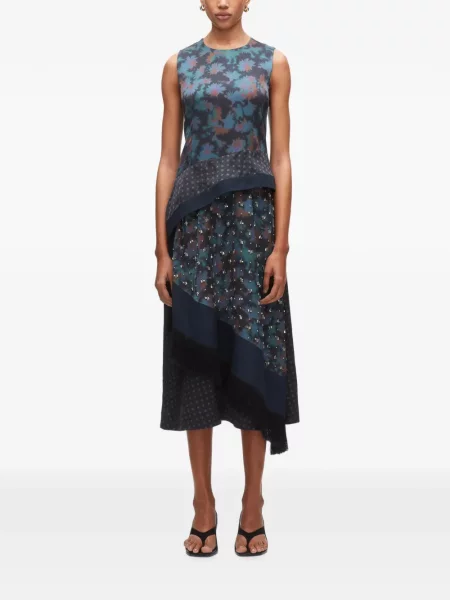 Rochie midi 3.1 Phillip Lim asimetrică albastru