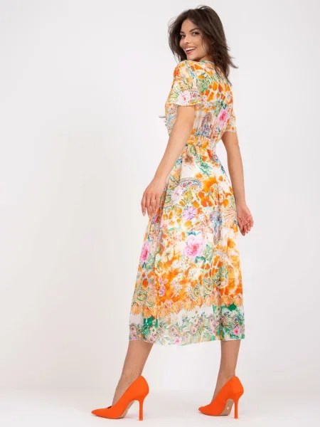 Rochie midi Fashionhunters cu imagine până la genunchi de costum portocaliu