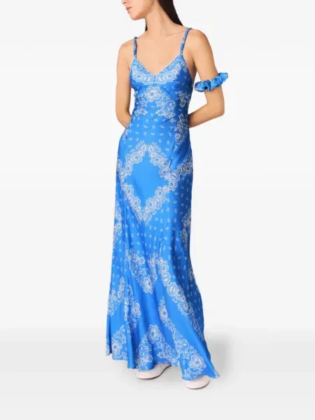 Rochie maxi Maje cu model floral albastru