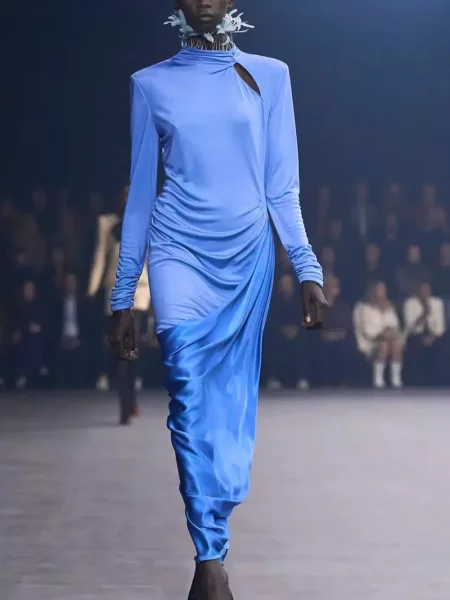 Rochie maxi Valentino Garavani drapată albastru