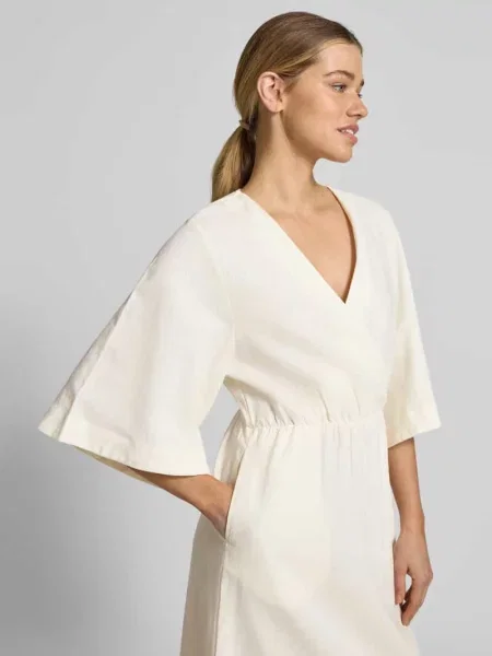 Sukienka midi z mieszanka lnu z rękawami kimono model Laura' Guido Maria Kretschmer Woman biała