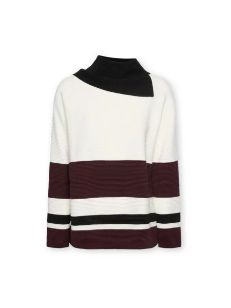 Sweter z golfem Elena Miro' w paski z paskiem
