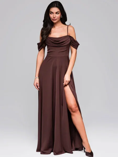 Rochie de seară Edoti de costum maro