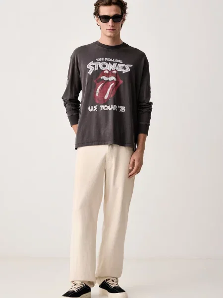 Tricou cu mânecă lungă Guess Jeans gri