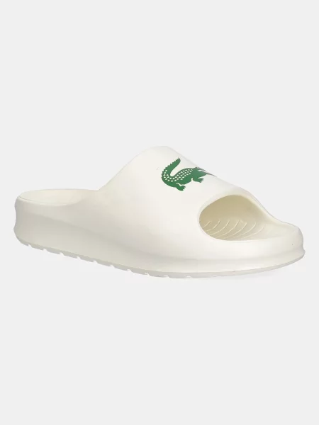 Lacoste klapki SERVE SLIDE beżowy na platformie białe