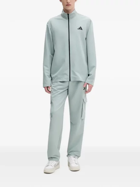 Ριγέ τρέξιμο μπουφάν Adidas με αυτόγραφο καφέ