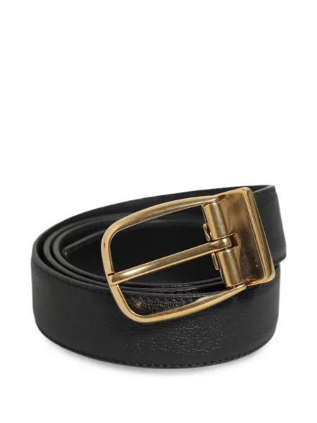 Curea Dolce & Gabbana din piele cu cataramă cu autograf negru