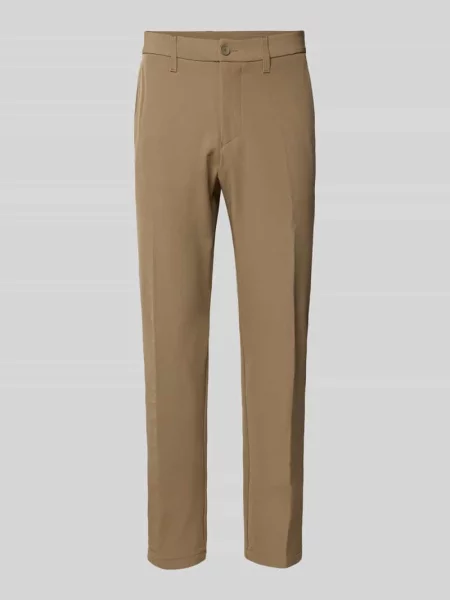 Spodnie o kroju slim fit z trokami model ‘T_COMMUTER’ Boss Green beżowe