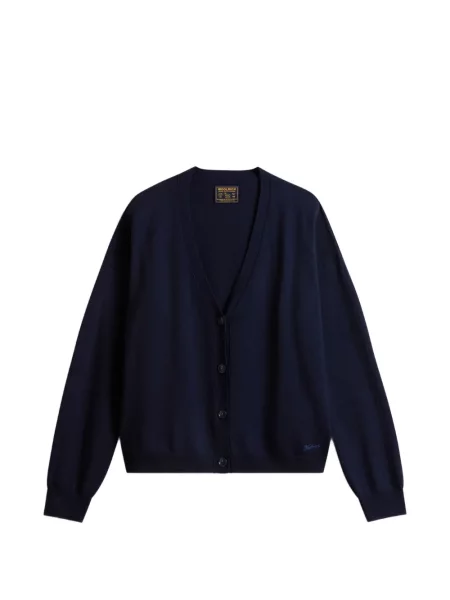 Cardigan Woolrich tricotate cu decolteu în V albastru