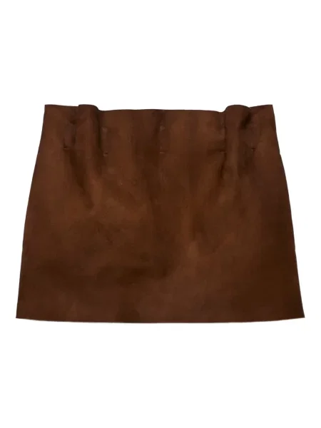 Fusta mini Prada din piele de căprioară maro