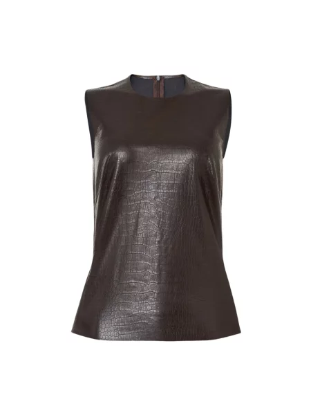 Top Wolford skórzany brązowy