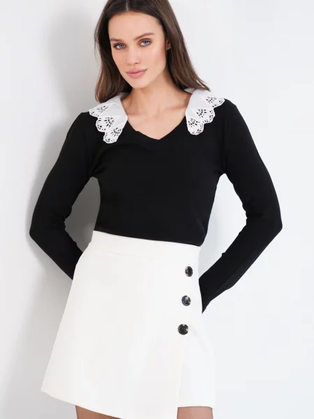 Trend Alaçatı Stili Tricou negru alb