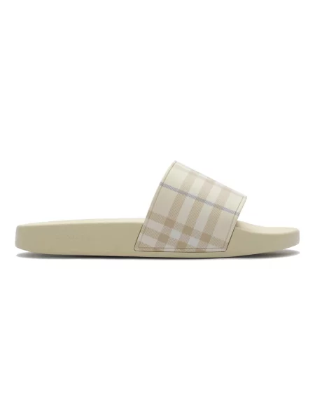 Klapki Burberry w kratę białe