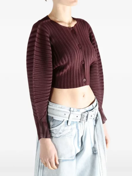 Plisirani kardigan Pleats Please Issey Miyake smeđa