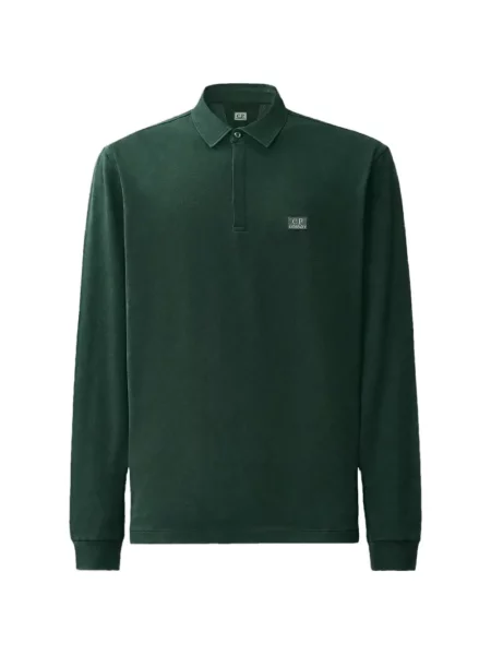 Lung tricou polo C.p. Company cu mâneci lungi stretch verde