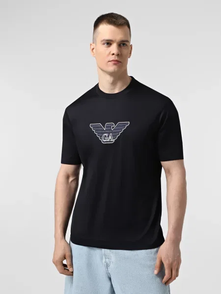 Футболка Emporio Armani из лиоцела синяя