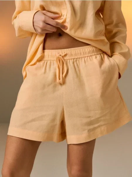 Шорти зі сумішшю льону світло-помаранчевий помаранчеві