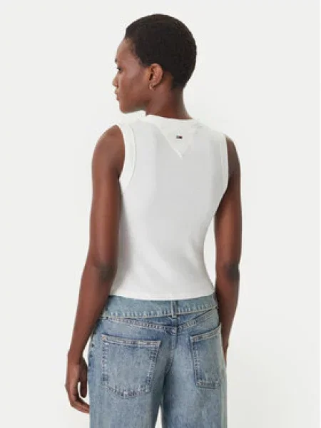 Tommy Jeans Top ESS crvena / crna bijela
