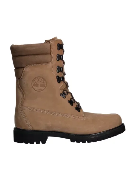 Botki Timberland sznurowane koronkowe beżowe