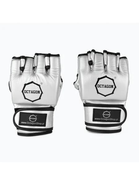 Olcsóbban. Octagon grappling kesztyű MMA ezüst. Méret: XL ezüstszínű