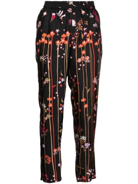 Pantaloni Red Valentino de mătase cu imagine negru