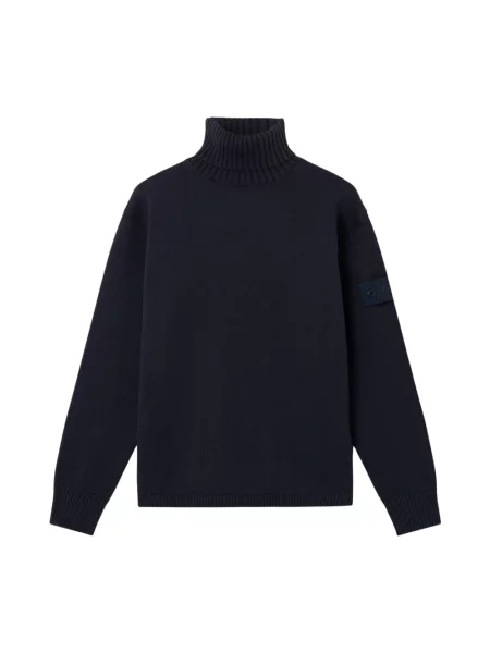 Sweter z golfem Stone Island z kamieniami niebieski