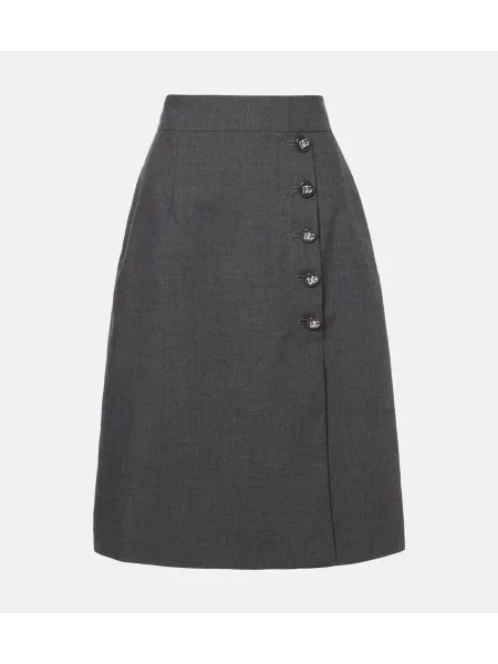 Spódnica midi Dolce&gabbana wełniana do kolan szara