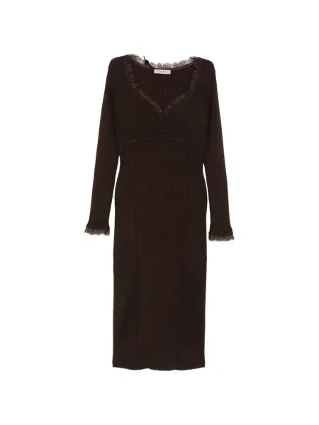 Rochie midi Twinset tricotate maro