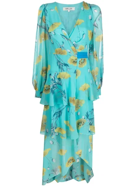 Rochie Dvf Diane Von Furstenberg drapată de costum albastru