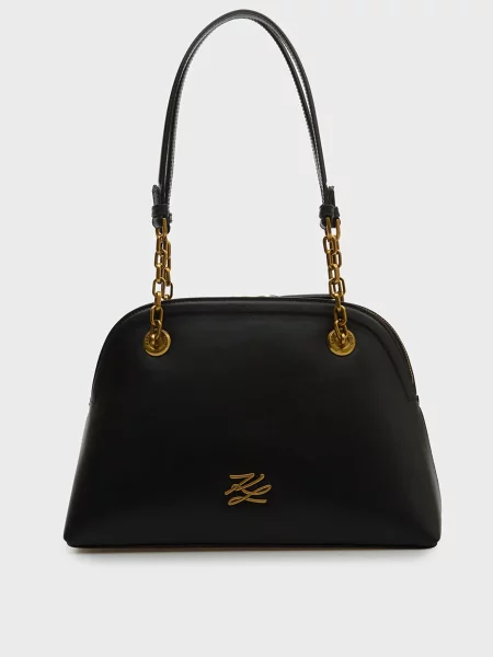Шкіряна сумка Karl Lagerfeld K/Autograph з автографом чорна