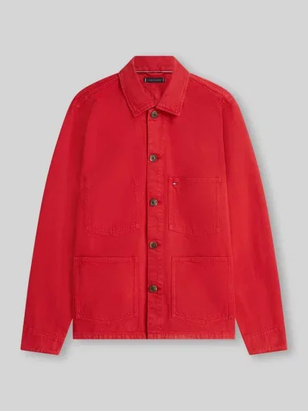 Kurtka koszulowa z czystej bawełny w kroju regular fit Tommy Hilfiger czerwona